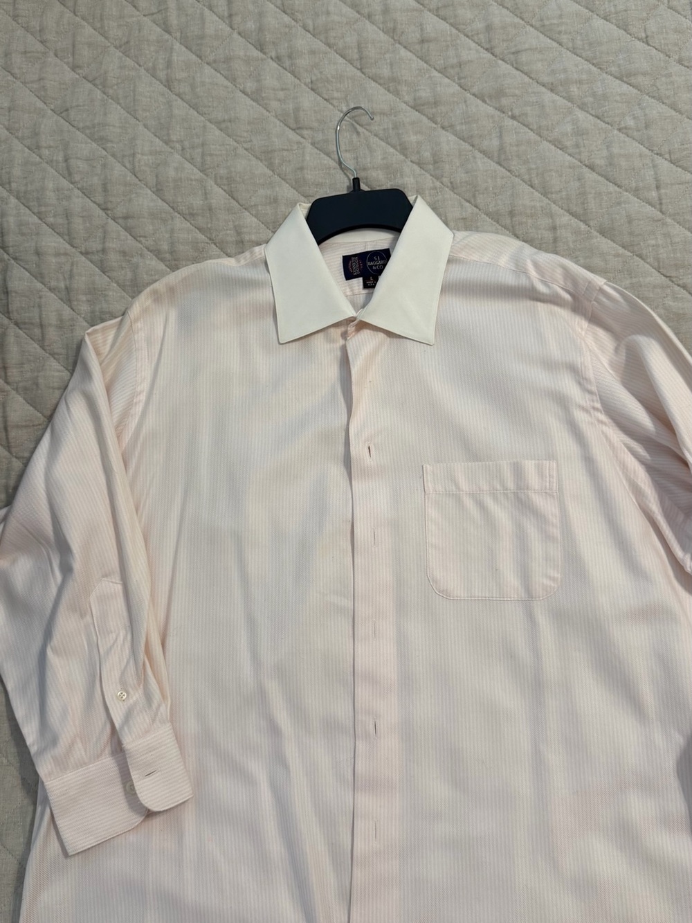 Men's Light Pink Dress Shirt with White Contrast Collar